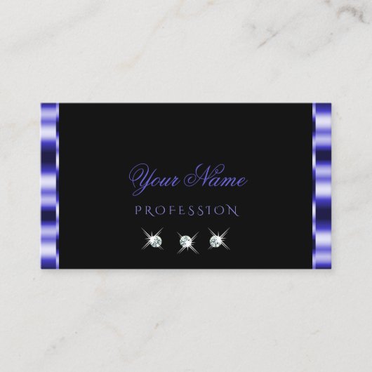 Stilvoll Blau und schwarz Sparkling Diamonds Elega Visitenkarte (Vorderseite)