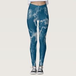 Stilvoll Blaues weißes Aqua Marmor Muster Niedlich Leggings