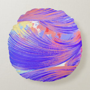 Stilvoll blaurosa Abstrakt Feathers Rundes Kissen