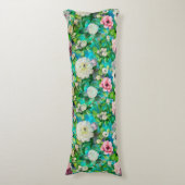 Stilvoll blorrosa Blume blaues Monogramm Muster Seitenschläferkissen (Vorderseite Vertikal)