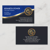 Stilvoll Blue Grunge Silver Gold Wave Electrician Visitenkarte (Vorne/Hinten)