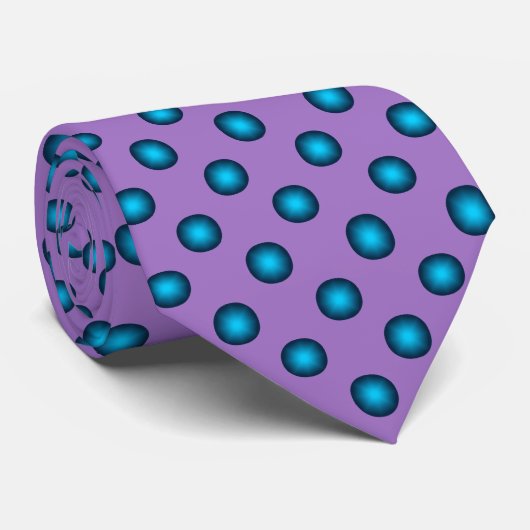 Stilvoll Blue Polka Dot w. Lavender Background Krawatte (Gerollt)