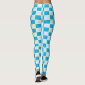 Stilvoll Blue White & Gold Schachbrett Square Yoga Leggings (Rückseite)