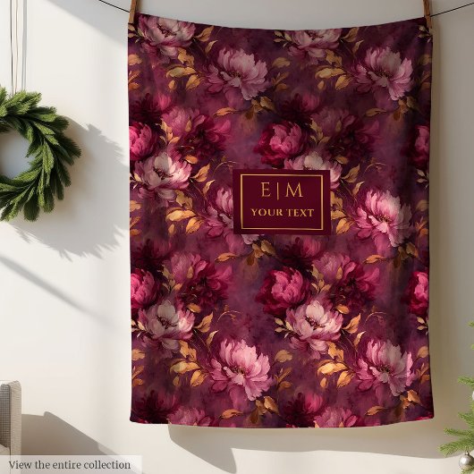 Stilvoll Boho Blush Burgundy Gold Personalisiert Fleecedecke