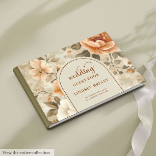 Stilvoll Boho Terrakotta Elfenbein Salbei Blumenho Gästebuch