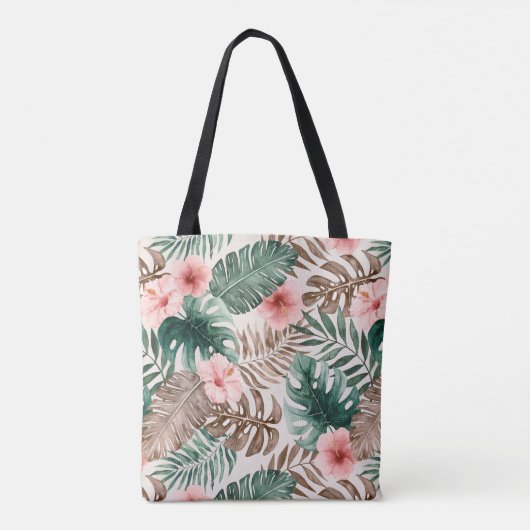 Stilvoll Boho Watercolor Tropical Floral Tasche (Rückseite)