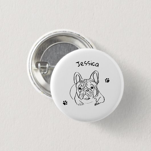 Stilvoll Bulldog Minimalistisch Button (Vorne & Hinten)