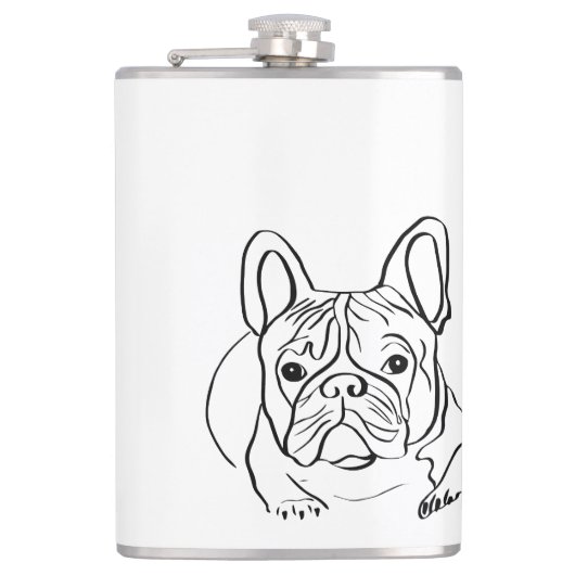 Stilvoll Bulldog Minimalistisch Flachmann (Vorderseite)