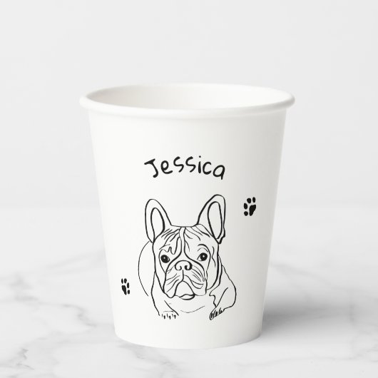 Stilvoll Bulldog Minimalistisch Pappbecher (Vorderseite)