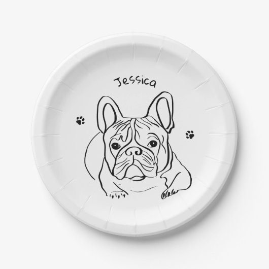 Stilvoll Bulldog Minimalistisch Pappteller (Vorderseite)