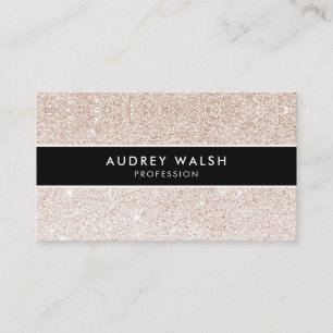 Stilvoll Champagner Rosa Glitzer Schwarz Streifen Visitenkarte