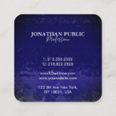 Stilvoll chic blue abstrakt monogram quadratische visitenkarte (Rückseite)