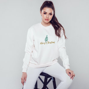 Stilvoll Chic Green Christmas Tree Frohe Weihnacht Sweatshirt