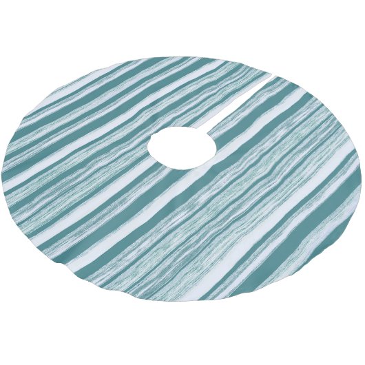 Stilvoll Chic Jade Green Christmas Stripe Muster Polyester Weihnachtsbaumdecke (Schrägansicht)