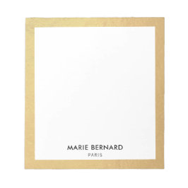 Stilvoll Chic Modern Gold Border Personalisiert Notizblock