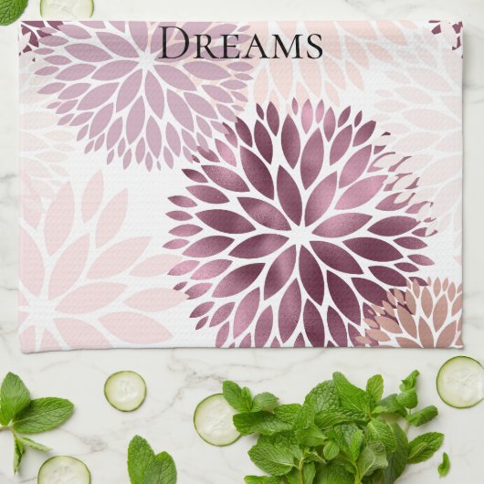 Stilvoll Chic Pink Floral Geschirrtuch (Gefaltet)