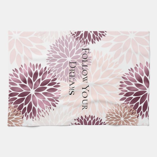 Stilvoll Chic Pink Floral Geschirrtuch (Horizontal)