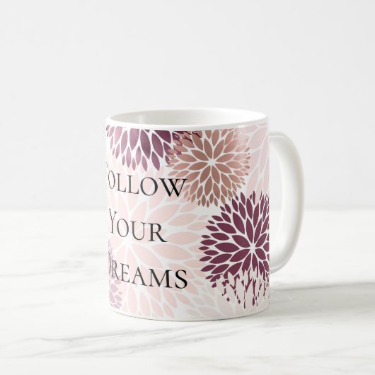 Stilvoll Chic Pink Floral Kaffeetasse (VorderseiteRechts)