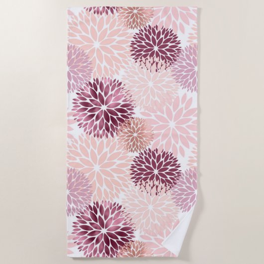 Stilvoll Chic Pink Floral Strandtuch (Vorderseite)