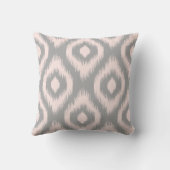 Stilvoll Chic Pink Gray Diamond Tribal Ikat Muster Kissen (Rückseite)