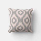 Stilvoll Chic Pink Gray Diamond Tribal Ikat Muster Kissen (Vorderseite)