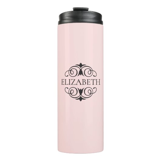 Stilvoll Chic Pink Monogram Thermosbecher (Vorderseite)