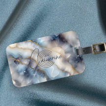 Stilvoll Chic Swirled Blue and Gold Marble Agate