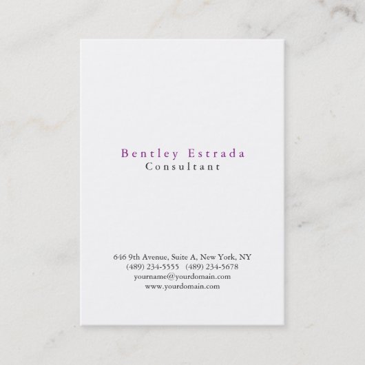 Stilvoll Chubby Schlicht Simple White Beruflich Visitenkarte (Vorderseite)