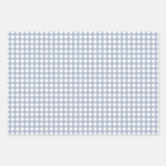 Stilvoll Classic Dusty Blue Gingham Karo Pattern Geschenkpapier Set (Vorderseite)