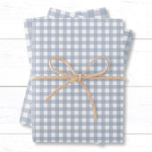 Stilvoll Classic Dusty Blue Gingham Karo Pattern Geschenkpapier Set