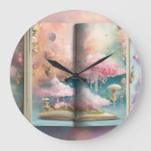 Stilvoll Cloud-Inspiriert Open Book Print Large Cl Große Wanduhr (Vorderseite)