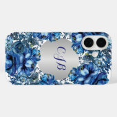 Stilvoll Cobalt Blue Floral Case-Mate iPhone Hülle (Rückseite (Horizontal))