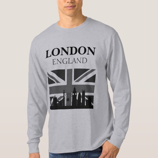 Stilvoll Cool Black Gray London Union Jack T-Shirt (Vorderseite)