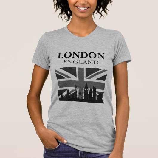 Stilvoll Cool Black Gray London Union Jack T-Shirt (Vorderseite)