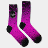 Stilvoll Cool rosa Wassertropfen Monogramm Socken (Rechts)