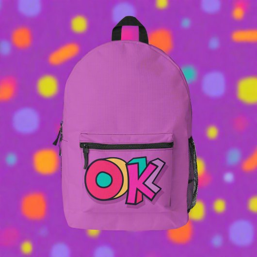 Stilvoll Coole "OK" kühne Lila Sportart Bedruckter Rucksack