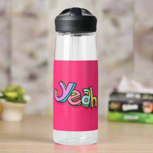 Stilvoll Coole "Yeah" Regenbogenfarben Pink Sports Trinkflasche