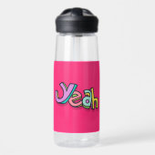 Stilvoll Coole "Yeah" Regenbogenfarben Pink Sports Trinkflasche (Vorne)