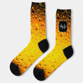 Stilvoll Cooles gelbes Tropfen Bier Monogram Socken (Linkes Detail)