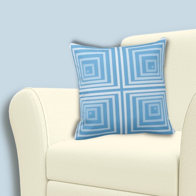 Stilvoll Cornered Blue Nested Box Muster Kissen (Stylish Cornered Blue Nested Box Pattern Throw Pillow)