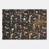 Stilvoll deep Dark Sparkling Sky Dancing Skelette Geschenkpapier Set (Vorderseite 3)
