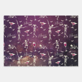 Stilvoll deep Dark Sparkling Sky Dancing Skelette Geschenkpapier Set (Vorderseite 2)