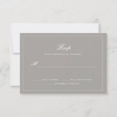 Stilvoll Deep Gray Wedding RSVP Karte (Vorderseite)