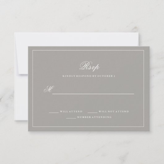 Stilvoll Deep Gray Wedding RSVP Karte (Vorderseite)
