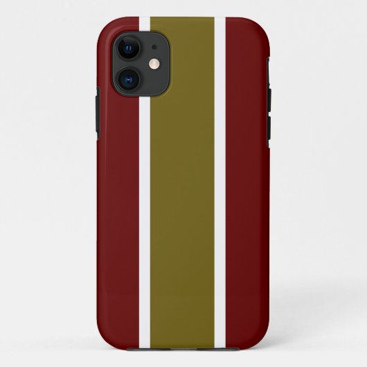 Stilvoll Deep Red Golden Olive White Racing Streif Case-Mate iPhone Hülle (Rückseite)