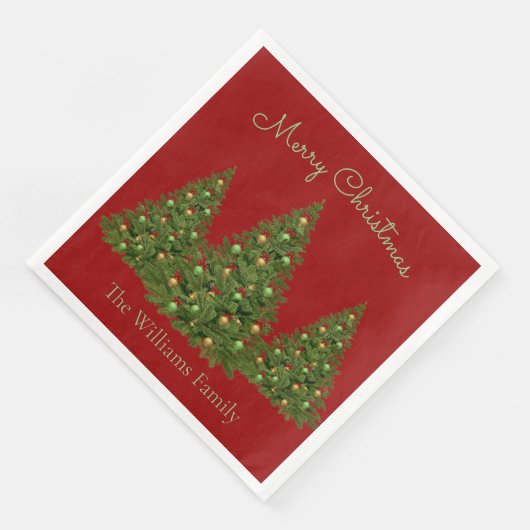 Stilvoll dekorierte Weihnachtsbaume Serviette (Ecke)
