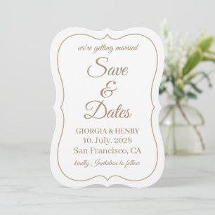STILVOLL EINFACH MODERN MINIMALISTISCH WEIß & BEIG SAVE THE DATE