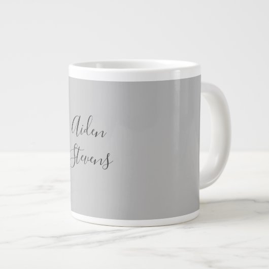 Stilvoll Einfach Schlicht Grau Minimalistische Kal Jumbo-Tasse (Vorderseite Rechts)