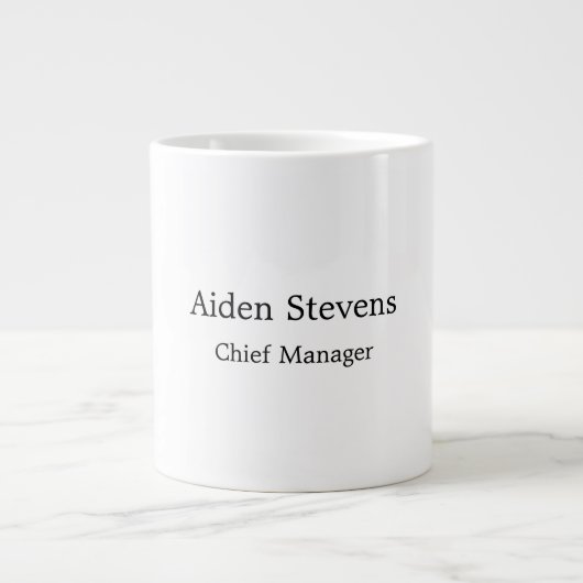 Stilvoll Einfach Schlicht Schwarz & Weiß Minimalis Jumbo-Tasse (Vorderseite)