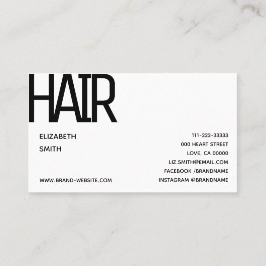 Stilvoll Einfach Schlichtes Schwarz-weißes Minimal Visitenkarte (Rückseite)